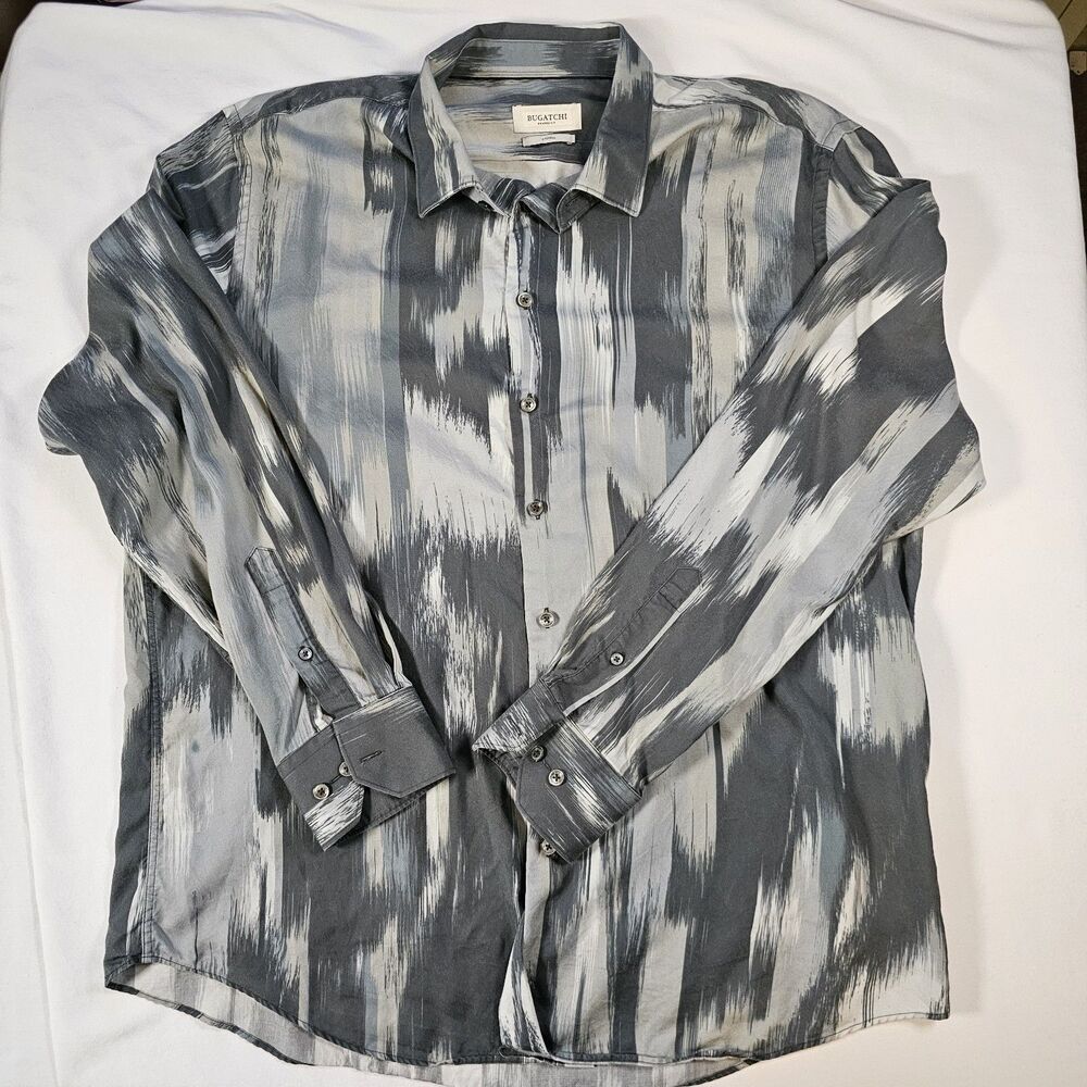 Bugatchi Men's Long Sleeve Button-Up Shirt, Shaped Fit, Size XL